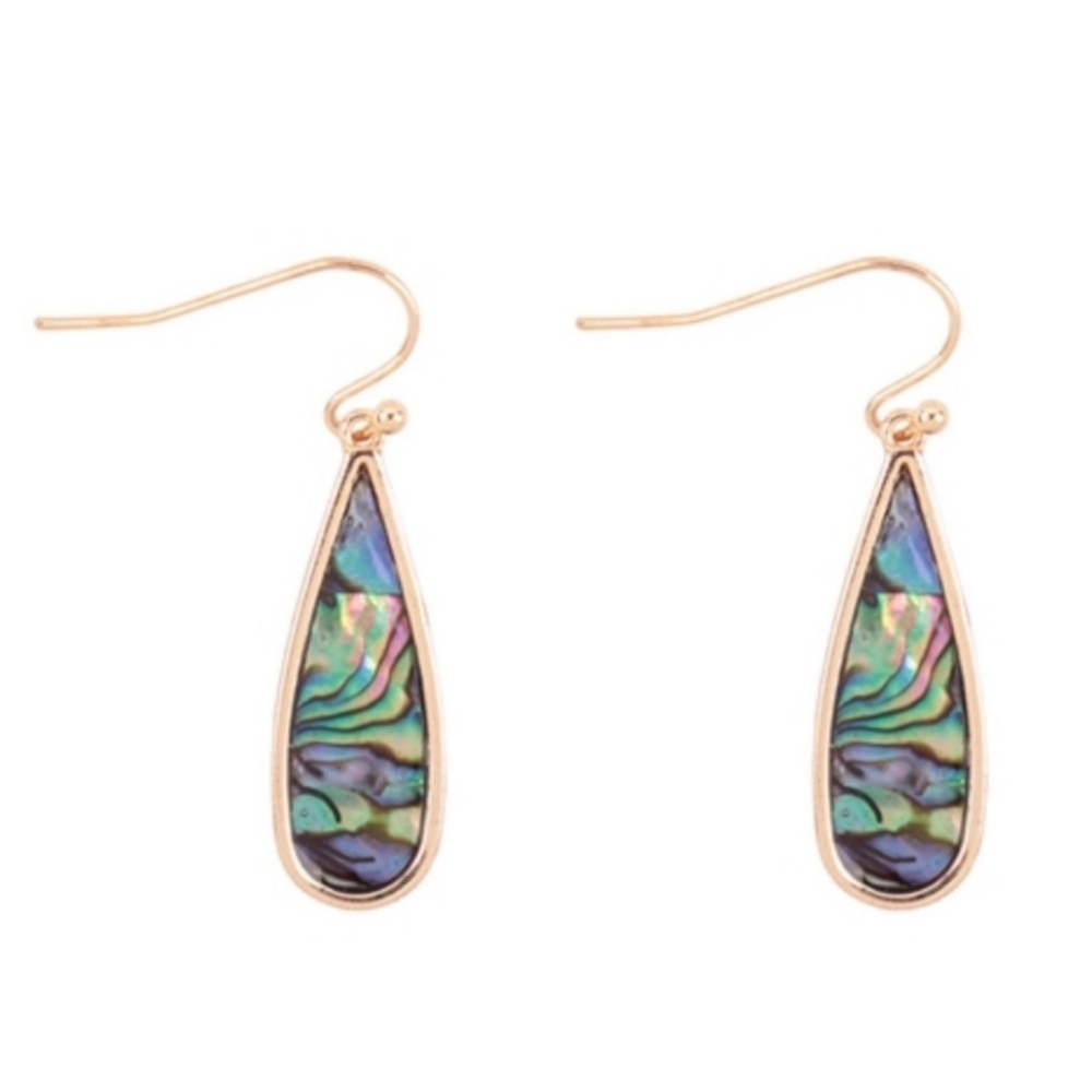 Gold Abalone Teardrop Earrings